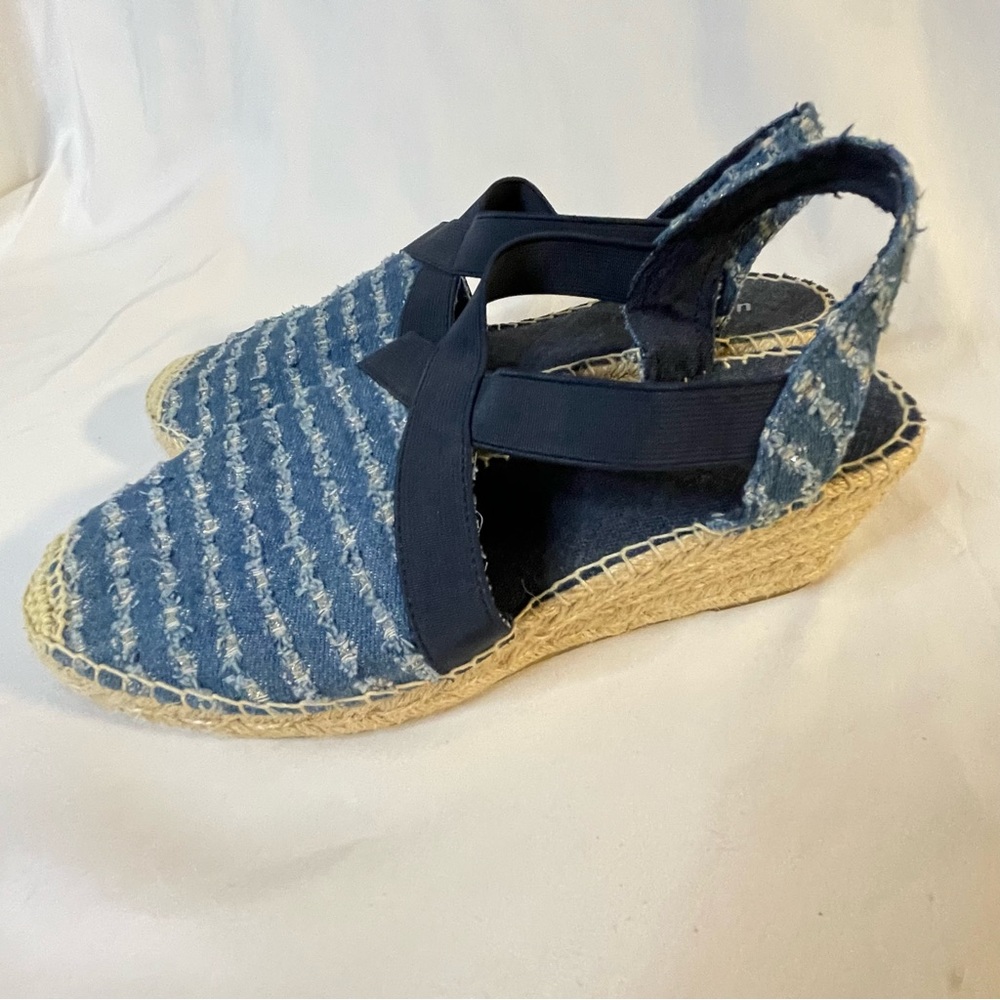 Anthropology Farylrobin Ponzu Blue Wedge Heeled Espadrilles Women’s Size 9